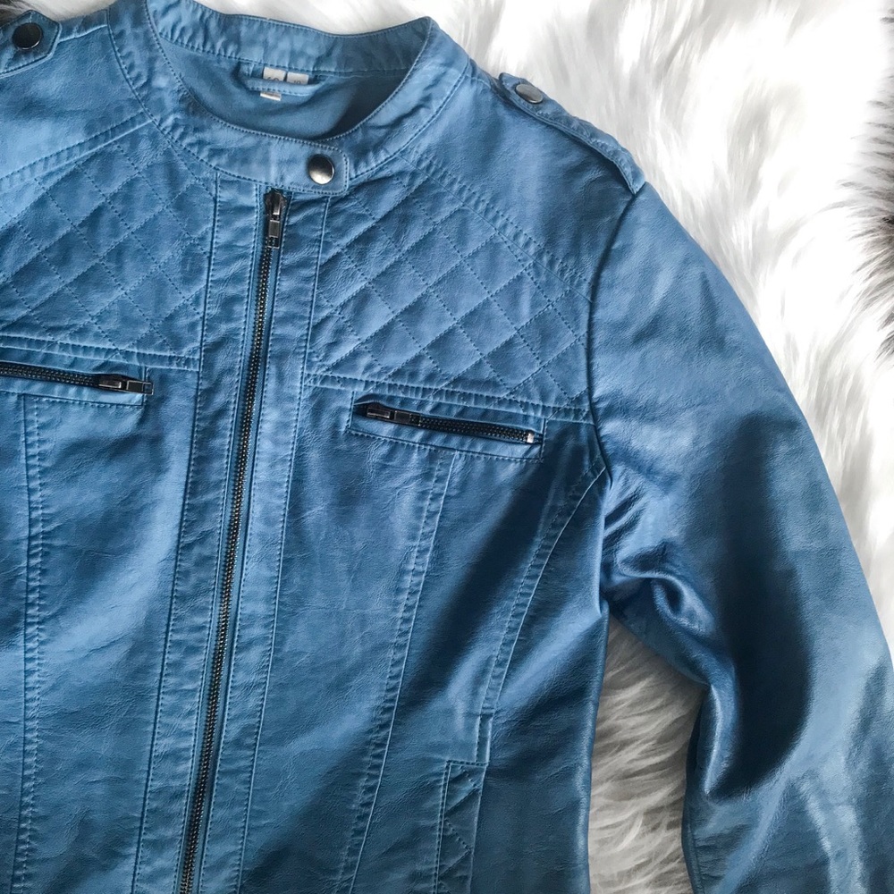 Baby Blue Leather Jacket